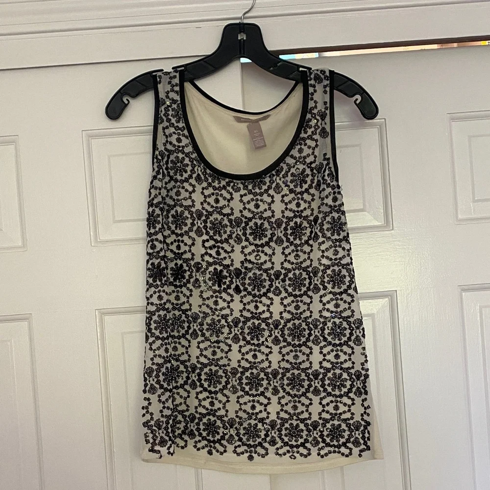 Banana Republic Black Floral Sequin Blouse size XS - Picture 1 of 7